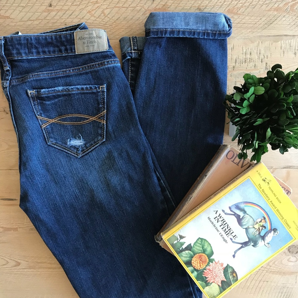 Abercrombie & Fitch Dark Distressed Skinny Jeans